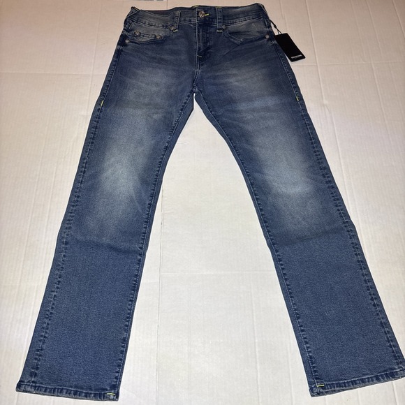 True Religion Ricky Relaxed Straight Blue Jeans Men's 33x32NWT